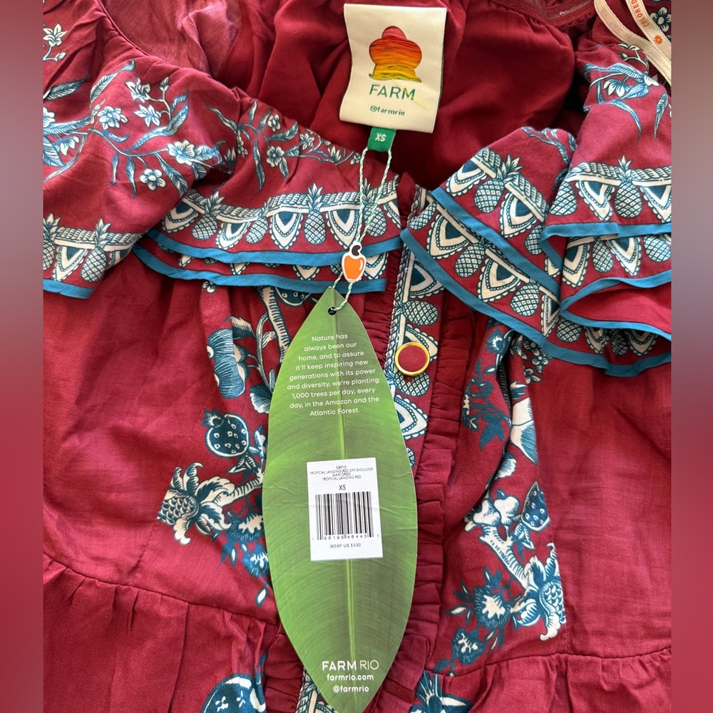 NEW with Tags FARM Rio Tropical Landing Off-the-Shoulder Dress - Picture 7 of 7
